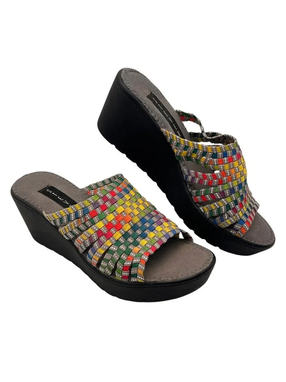 Steven By Steve Madden Bellina Multicolor Woven Open Toe Wedge Sandal Womens 6.5 - Picture 1 of 13